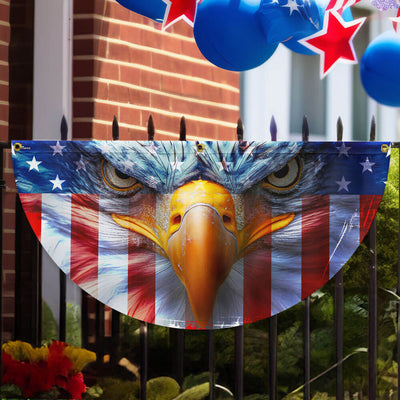 American Flag - Happy 4th of july, Patriotic Eagle American Non-Pleated Fan Flag
