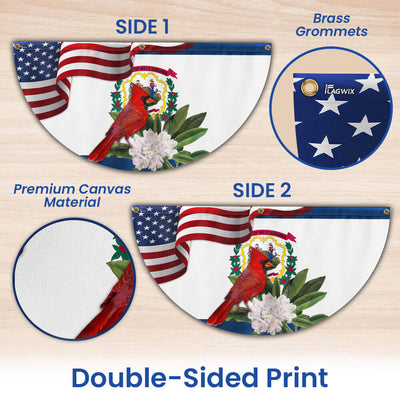 West Virginia Cardinal and Rhododendron Flower Non-Pleated Fan Flag