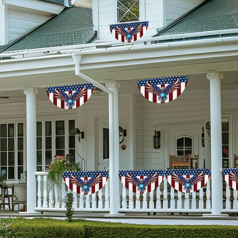 Flagwix American Flag - Patriotic Eagle with Christian Cross American Non-Pleated Fan Flag TPT1700FLv1