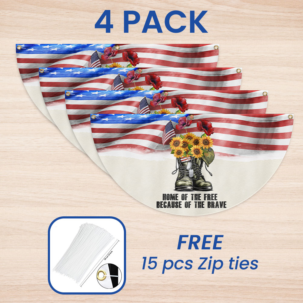 Memorial Day Veterans, Home Of The Free American Non-Pleated Fan Flag