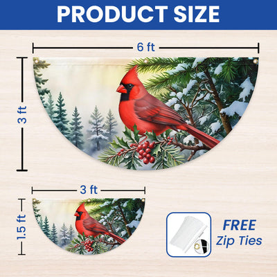 Cardinal Christmas Non-Pleated Fan Flag