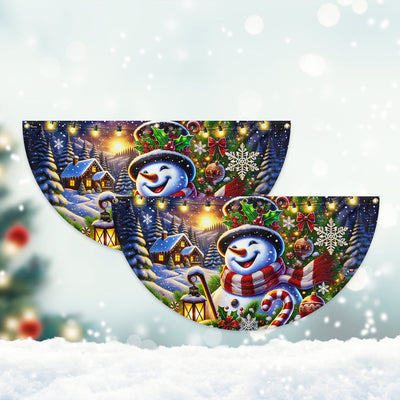Funny Snowman Merry Christmas Winter Non-Pleated Fan Flag