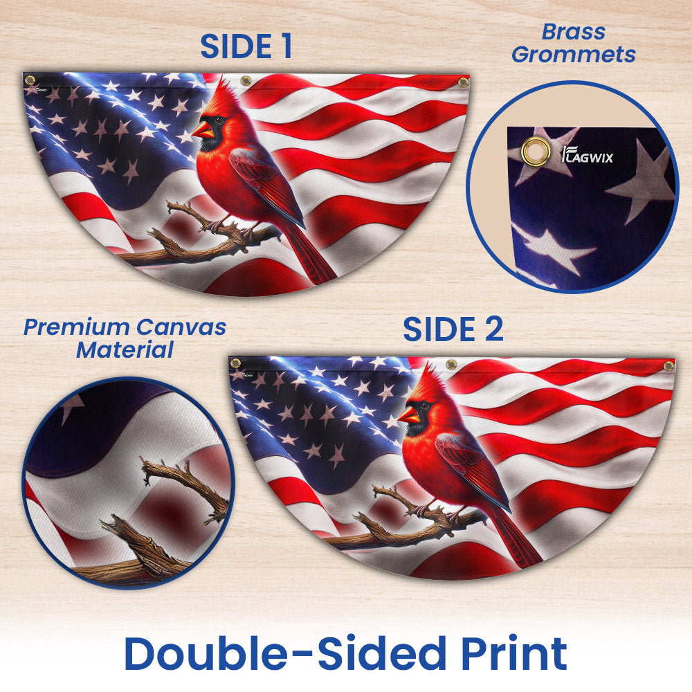 Patriotic Cardinal American Non-Pleated Fan Flag