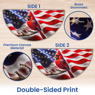 Patriotic Cardinal American Non-Pleated Fan Flag