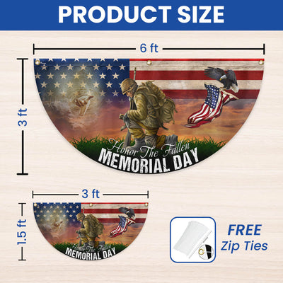 Memorial Day Honor The Fallen American Veteran Eagle Non-Pleated Fan Flag