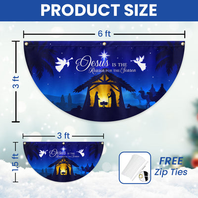 Jesus Is the Reason for the Season Fan Flag - Non-Pleated Christmas Décor  - 3-Day Shipping
