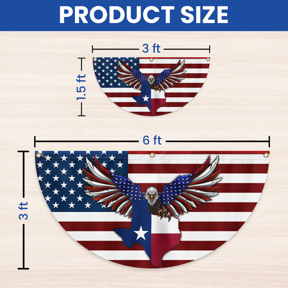 Texas Patriotic Eagle American Non-Pleated Fan Flag