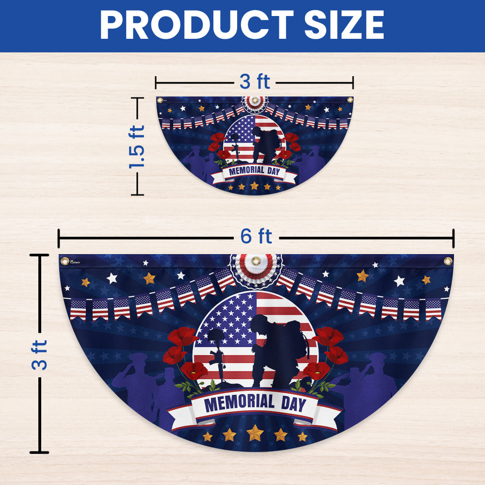Memorial Day Veteran Kneeling Non-Pleated Fan Flag
