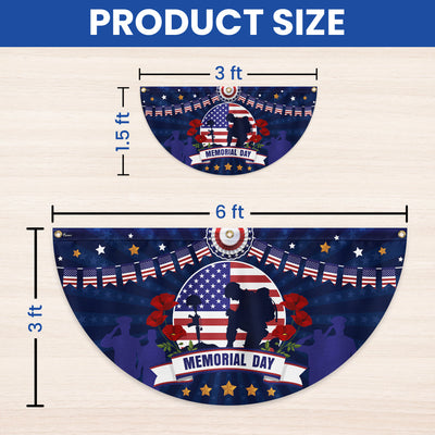 Memorial Day Veteran Kneeling Non-Pleated Fan Flag