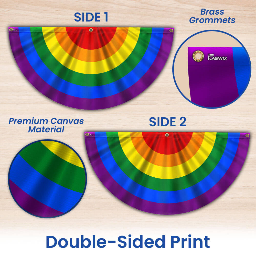 Rainbow LGBT Pride Non-Pleated Fan Flag