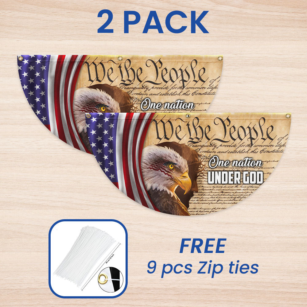 We The People, One Nation Under God, American Eagle Jesus Non-Pleated Fan Flag