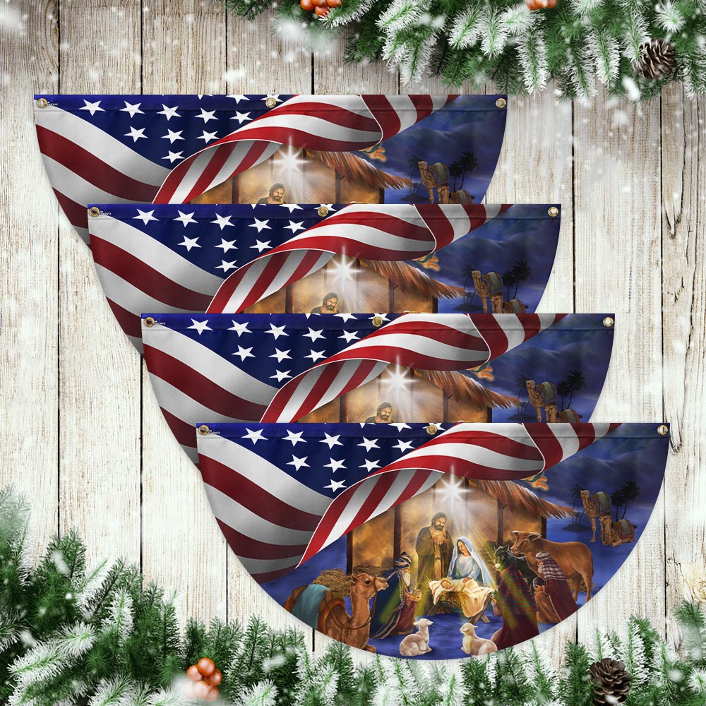 Christmas Flag Nativity Of Jesus O Holy Night Non-Pleated Fan Flag