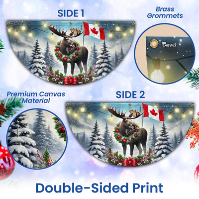 Canadian Moose Christmas Canada Winter Holidays Non-Pleated Fan Flag