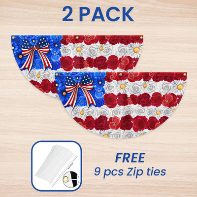 Flagwix American Flag - Floral American Flag Happy 4th Of july Independence Day Non-Pleated Fan Flag