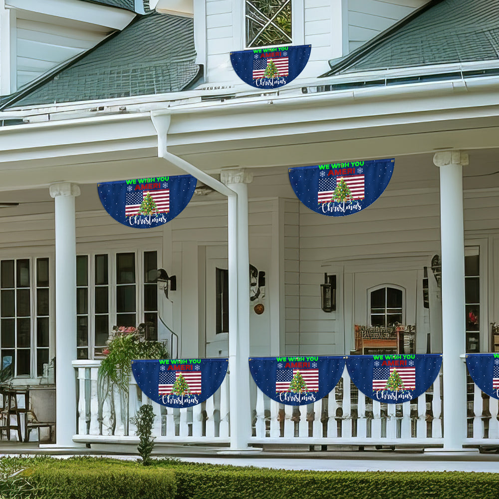We Wish You Ameri Christmas Non-Pleated Fan Flag