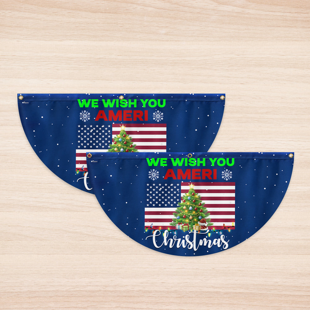 We Wish You Ameri Christmas Non-Pleated Fan Flag