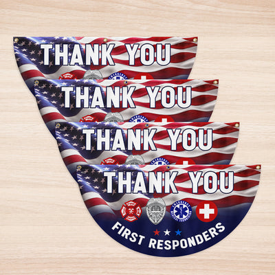First Responder Thank You Non-Pleated Fan Flag