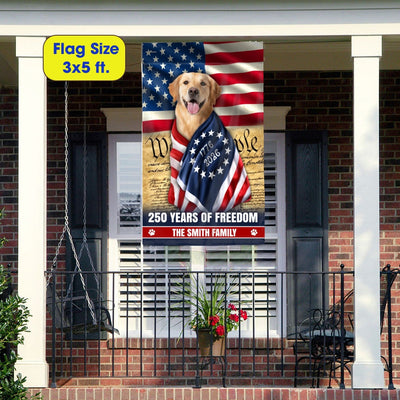 Dog American Flag, Personalized 250 Years of Freedom Golden Retriever Flag