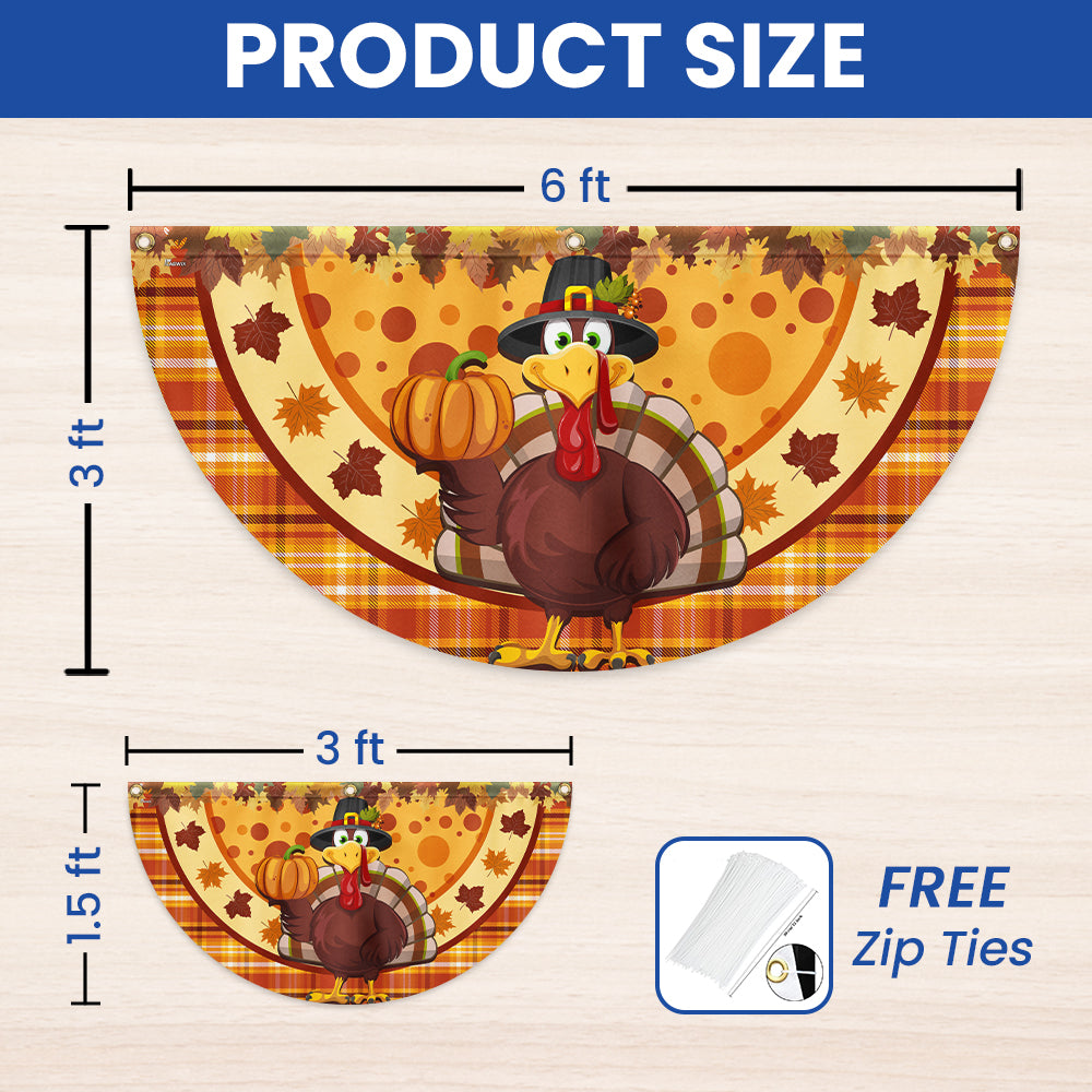 Thanksgiving Turkey Fall Non-Pleated Fan Flag