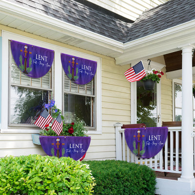Lent Season Fast Pray Give Jesus Christian Cross Non-Pleated Fan Flag