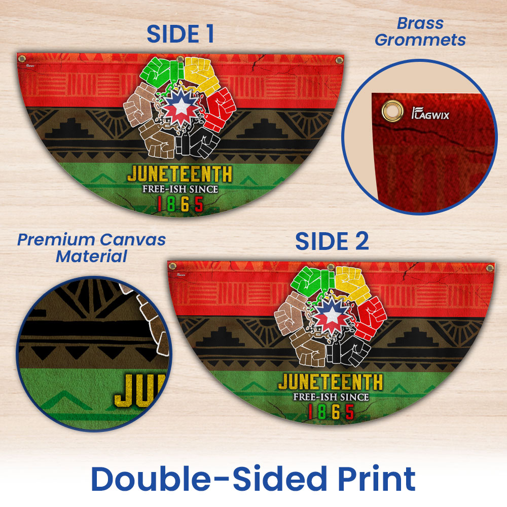Celebrate Juneteenth African Non-Pleated Fan Flag