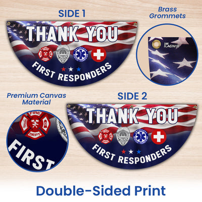 First Responder Thank You Non-Pleated Fan Flag