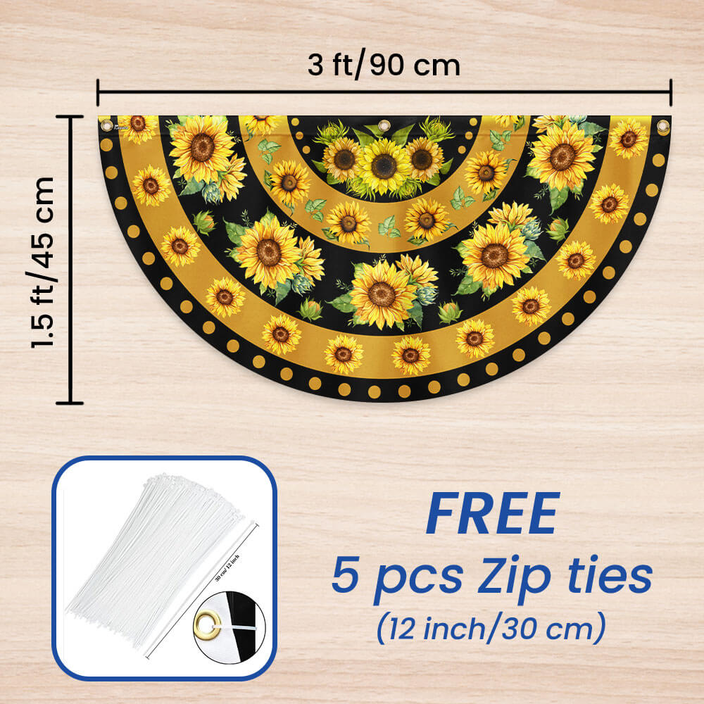 Sunflower Hippie Welcome Non-Pleated Fan Flag
