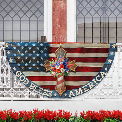 Happy 4th of july, God Bless America, july 4th Patriotic Christian American Non-Pleated Fan Flag