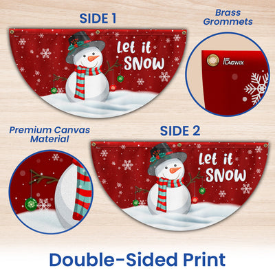 Christmas Flag Snowman Let It Snow Non-Pleated Christmas Fan Flag 3-Day Shipping
