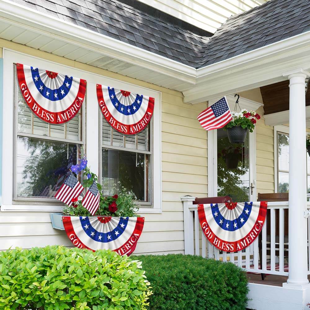 Flagwix American Flag - Happy 4th Of july God Bless America Non-pleated Fan Flag