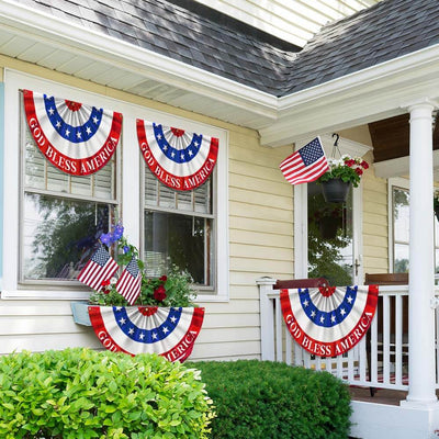Flagwix American Flag - Happy 4th Of july God Bless America Non-pleated Fan Flag