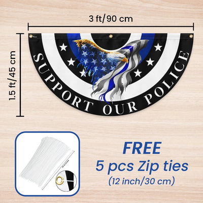 Thin Blue Line Eagle Back The Blue Non-Pleated Fan Flag
