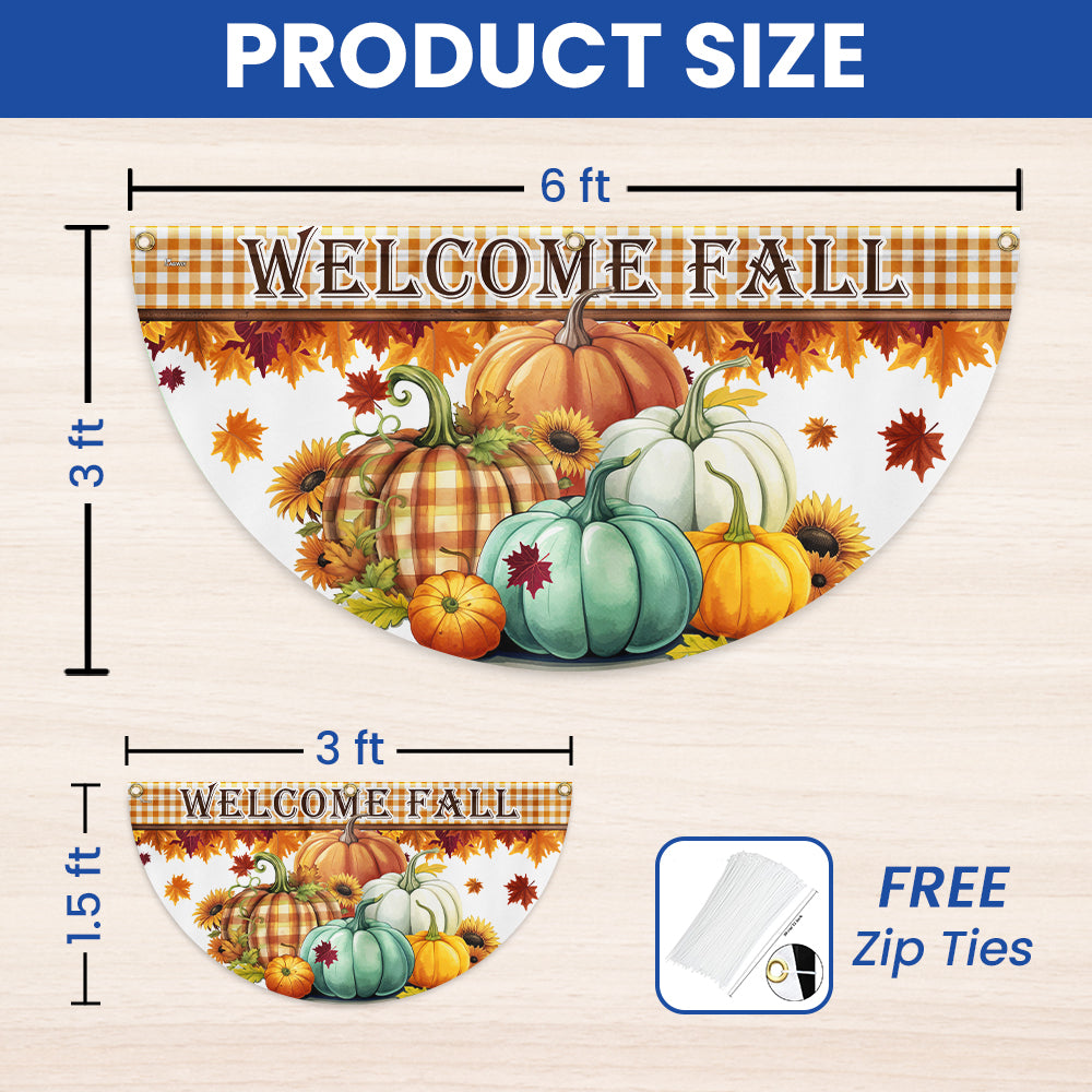 Welcome Fall Pumpkins Non-Pleated Fan Flag