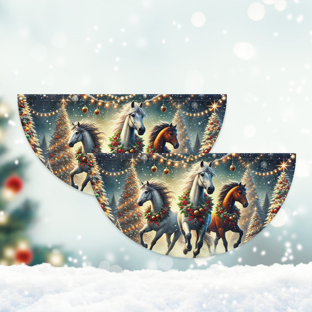 Horse Christmas Non-Pleated Fan Flag