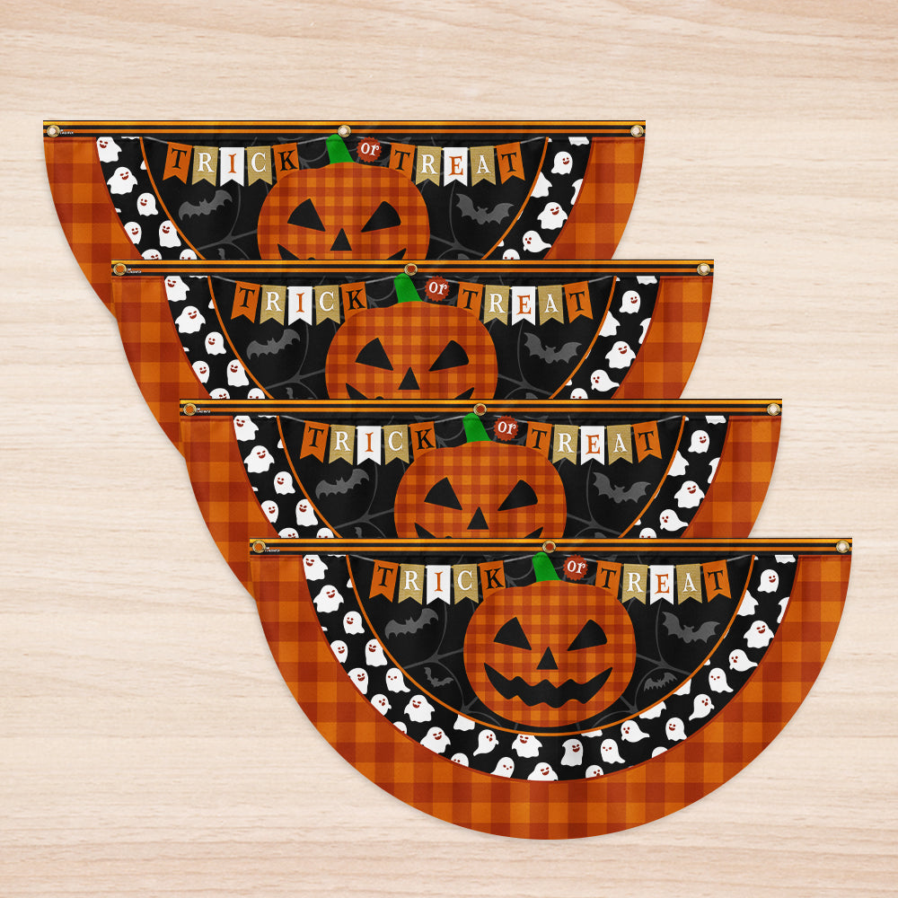 Halloween Pumpkin Trick or Treat Non-Pleated Fan Flag