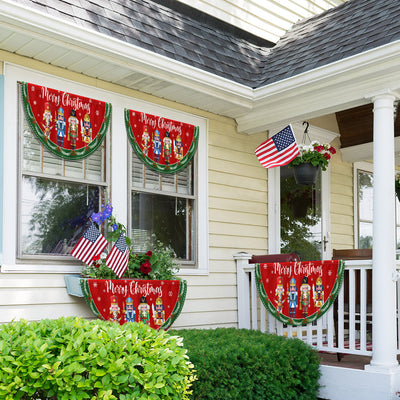 Nutcracker Merry Christmas Non-Pleated Fan Flag