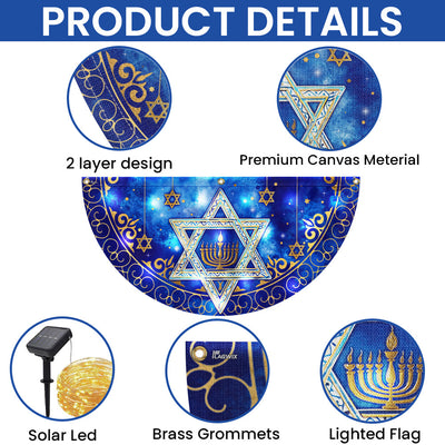 Lighting Hanukkah Solar Led Fan Flag, Jewish Star of Him