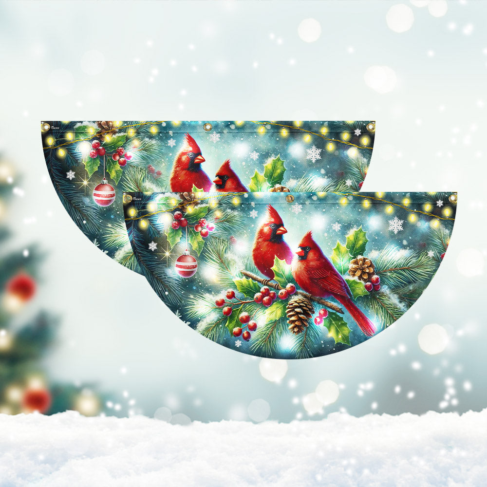 Cardinal Christmas Winter Red Bird Xmas Solar LED Fan Flag