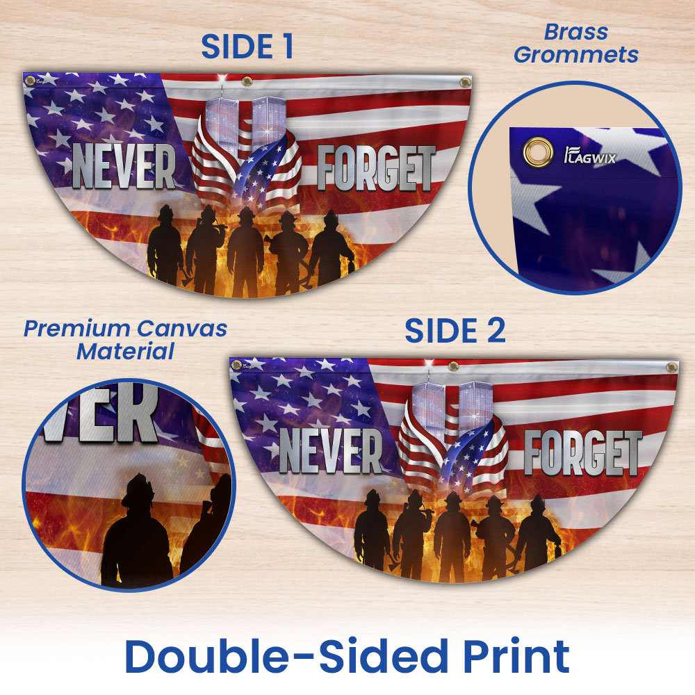 Patriot Day September 11th Never Forget Twin Tower Memorial Non-Pleated Fan Flag
