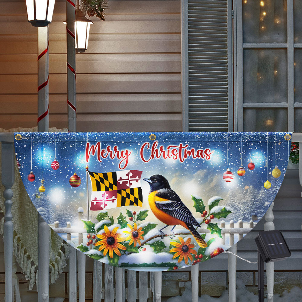 Marryland Baltimore Oriole Bird Christmas Solar Led Fan Flag