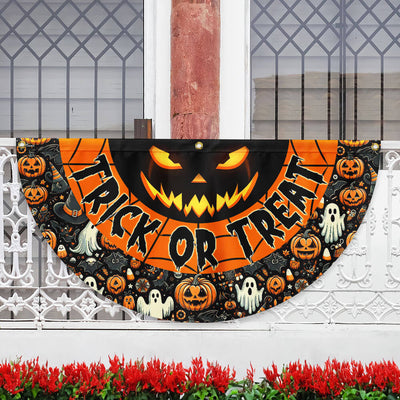 Scary Pumpkin Trick Or Treat Happy Halloween Non-Pleated Fan Flag TPT2175FLn