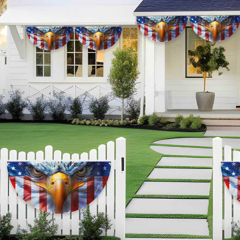 Flagwix American Flag - Happy 4th of july, Patriotic Eagle American Non-Pleated Fan Flag