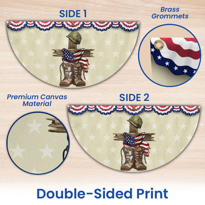 Memorial Day Veteran Patriotic Non-Pleated Fan Flag