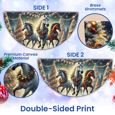 Horse Christmas Non-Pleated Fan Flag