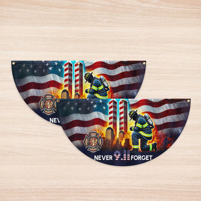 Patriot Day 911 Never Forget Firefighter Twin Tower American Non-Pleated Fan Flag