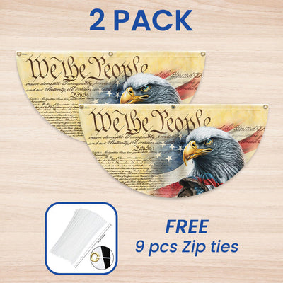 Flagwix American Flag - Happy 4th Of july, We The People. Patriotic American Eagle Non-Pleated Fan Flag