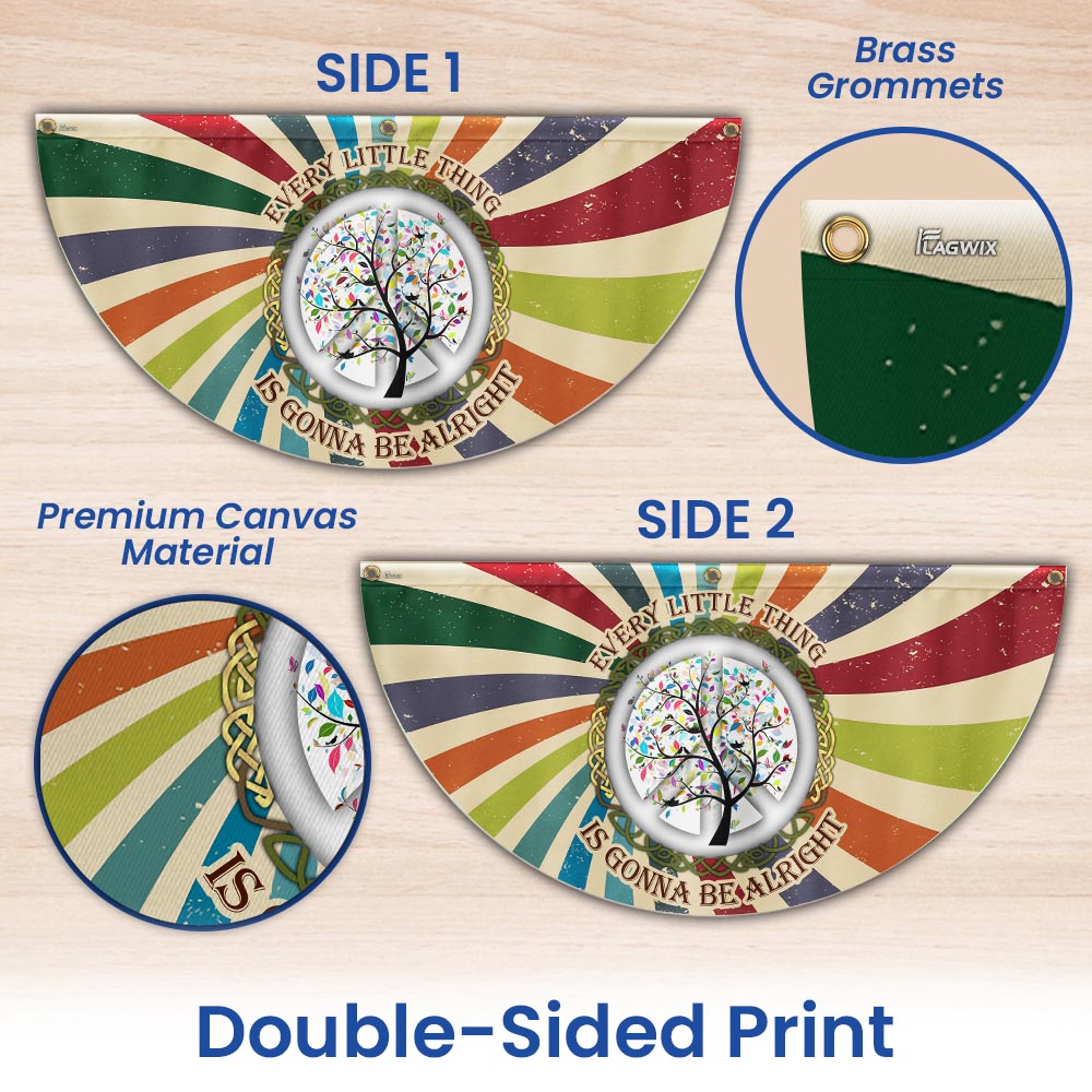 Hippie Every Little Thing Is Gonna Be Alright Non-Pleated Fan Flag