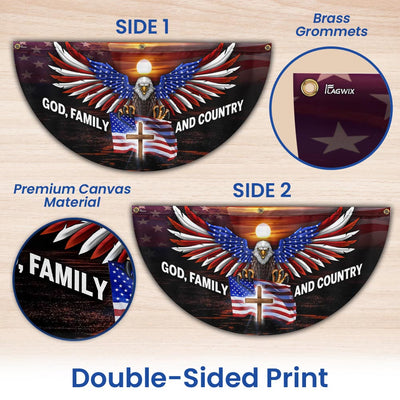 God Family and Country American Patriotic Eagle Non-Pleated Fan Flag