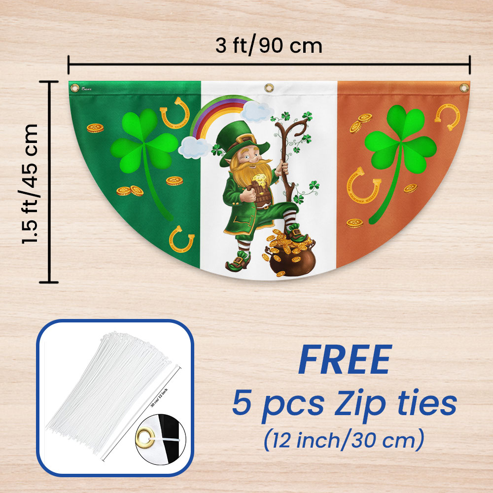 Leprechaun Happy Saint Patrick’s Day Irish American Non-Pleated Fan Flag TPT1625FLn