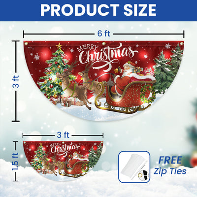 Merry Christmas Santa Claus with Sleigh and Reindeer Christmas Solar Led Fan Flag